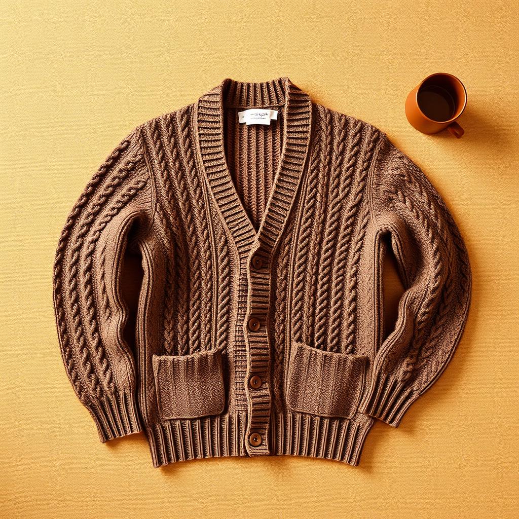 Chunky Cable-Knit Grandpa Cardigan — shirt, 70s (photo 1)