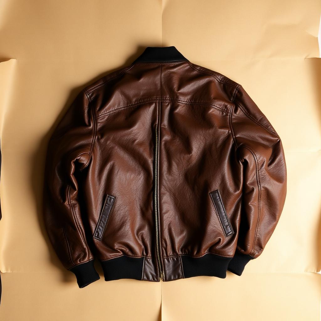 Brown Leather Bomber — outerwear, 90s (photo 1)