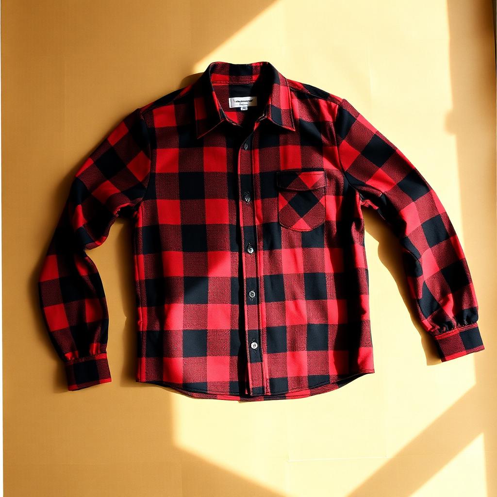 70s Red Plaid Flannel Shirt — shirt, 70s (photo 1)