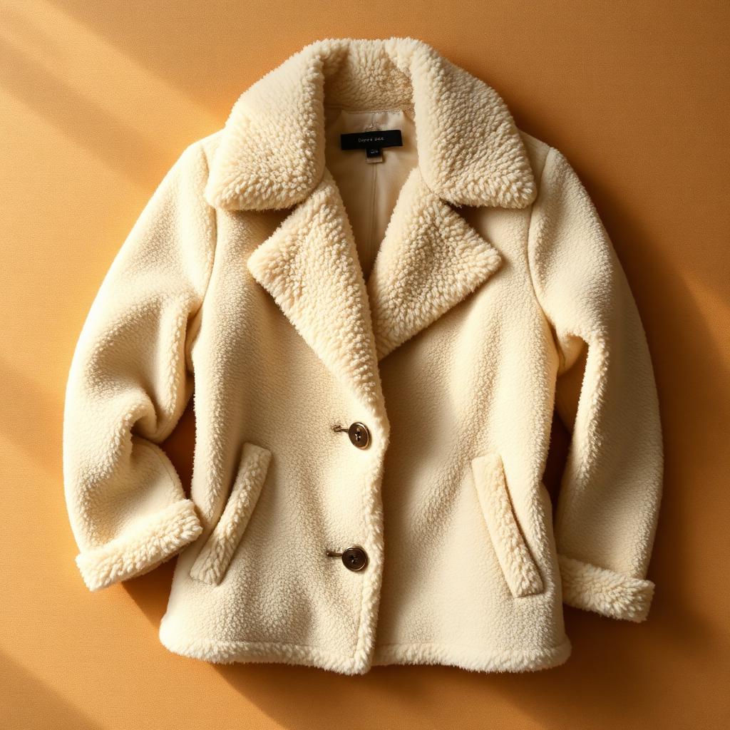 Cream Shearling Collar Coat — outerwear, 70s (photo 1)