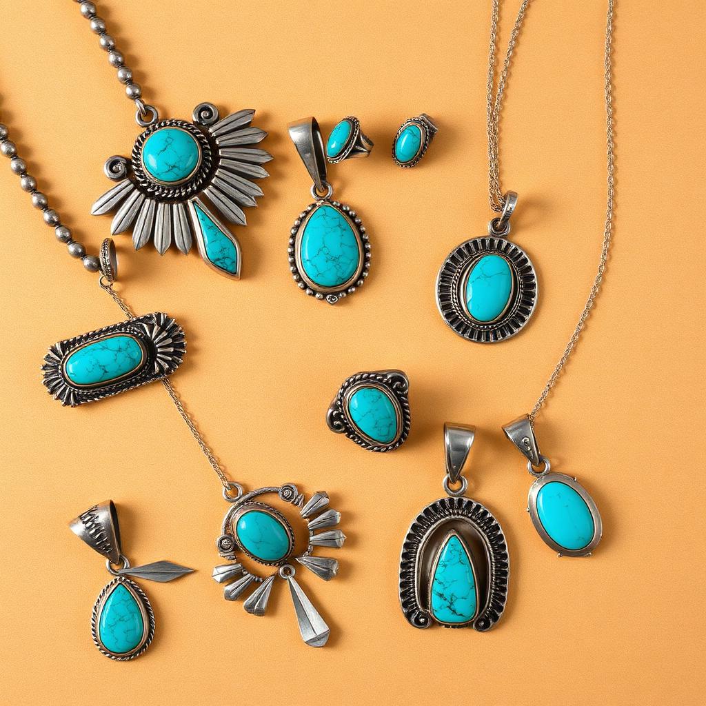 Southwestern Turquoise Jewelry Set — accessory, 70s (photo 1)