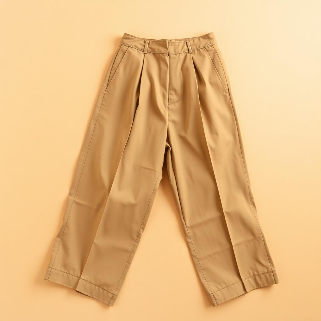 Tan Pleated Wide-Leg Trouser — pants, 90s (photo 1)