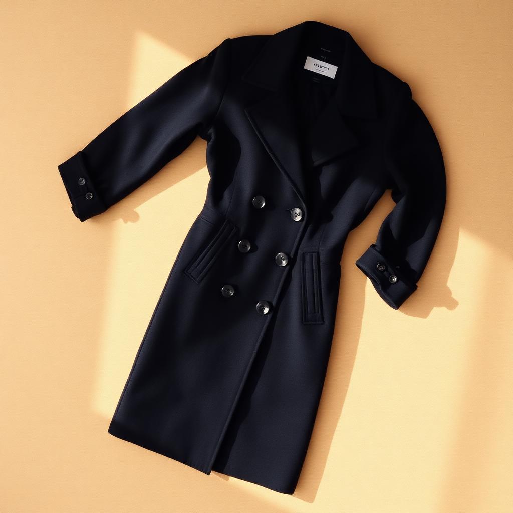 Navy Double-Breasted Wool Peacoat — outerwear, 90s (photo 1)
